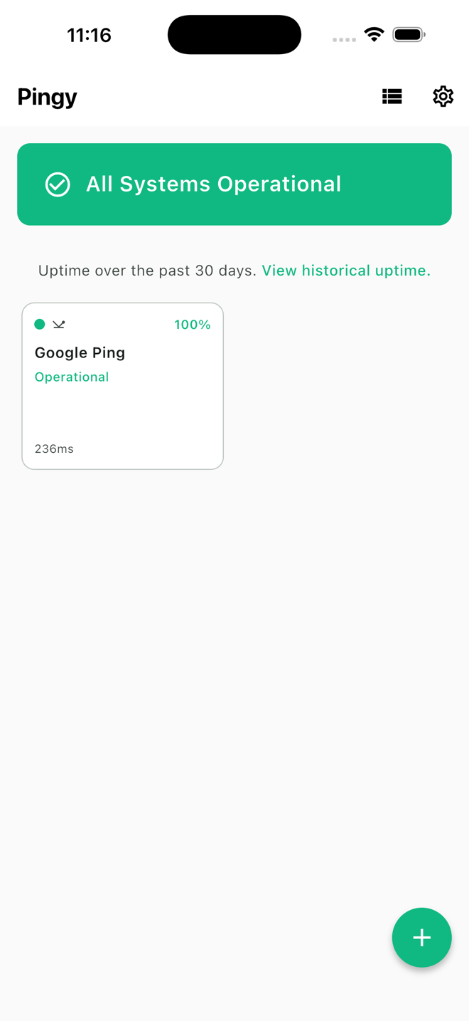 Pingy app screen